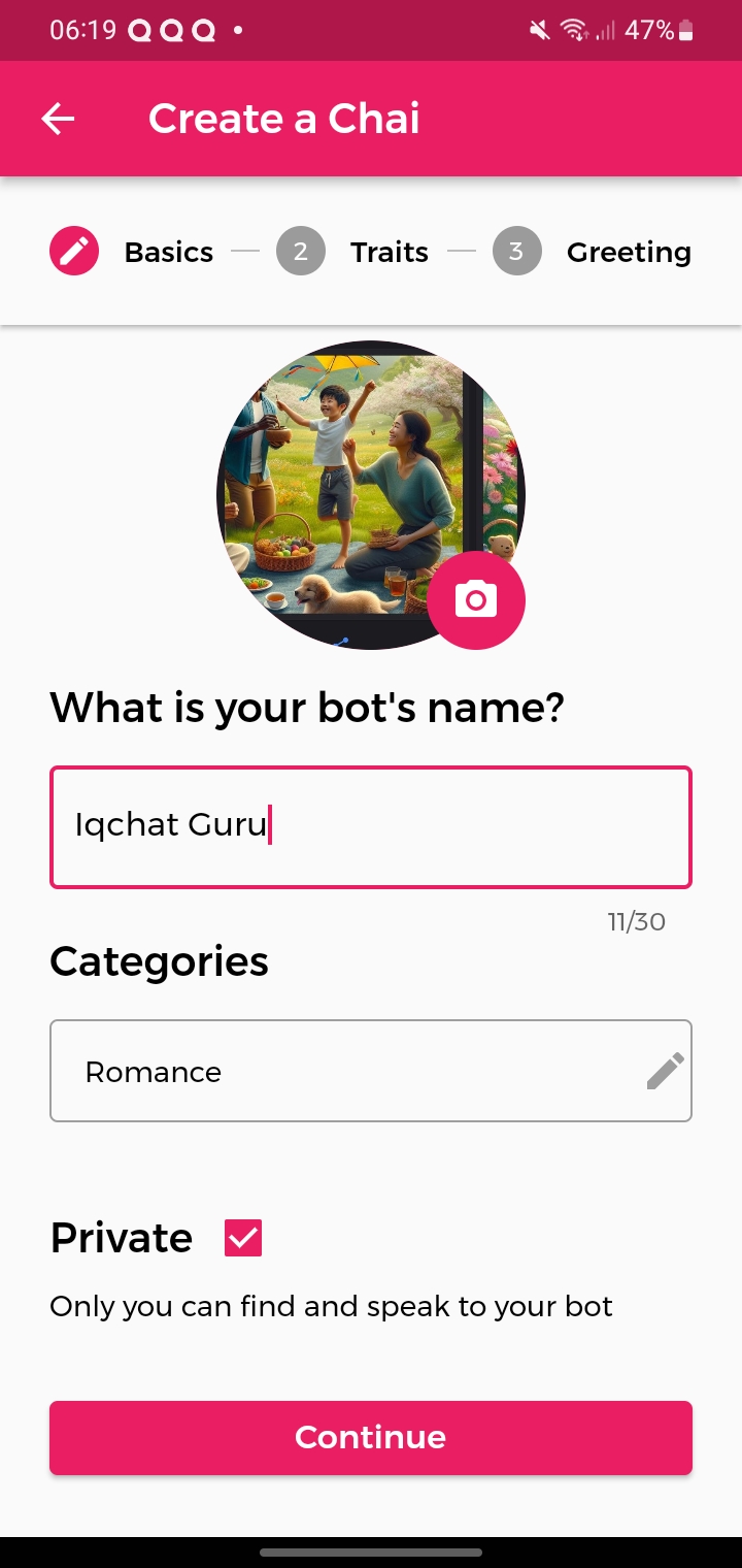  Chai App Create bot Screenshot