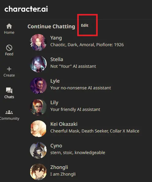 Character ai delete chat